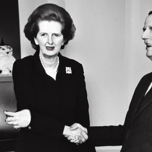 Image similar to margaret thatcher meeting satan