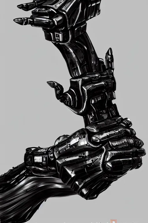 Image similar to a cyberpunk dark metallic arm prosthesis realistic proportions, electric, close look, sci - fi, rpg, digital painting, artstation, concept art, smooth, 8 k frostbite 3 engine, ultra detailed