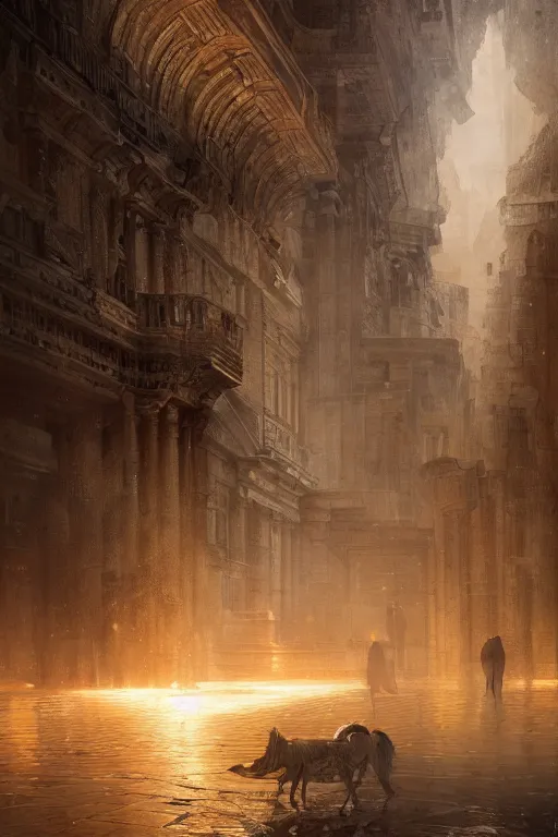 Image similar to ancient city of troy god, portrait, powerfull, intricate, elegant, volumetric lighting, scenery, digital painting, highly detailed, artstation, sharp focus, illustration, concept art, ruan jia, steve mccurry