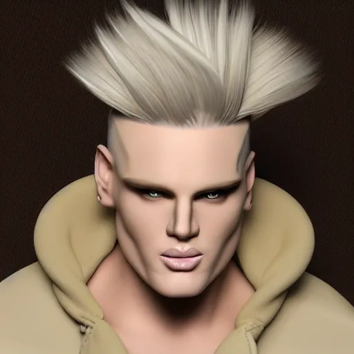 Image similar to vanilla ice but his hair is made out of swirly ice cream vanilla ice cream his hair is completely made out of vanilla swirled vanilla ice cream, ice cream hair, realistic, hyperrealistic, ultra realistic, real, real world, highly detailed, very detailed, extremely detailed, intricate details, 8 k resolution, hd quality