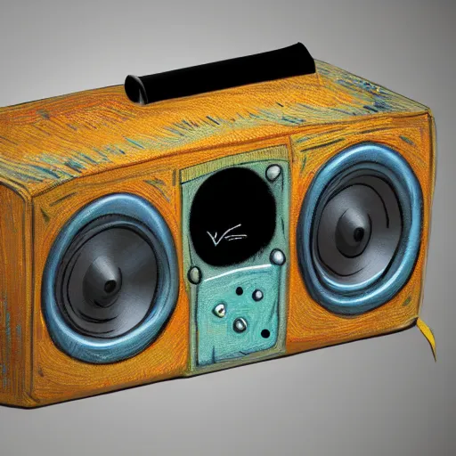 Image similar to a boom box by vincent van gogh, digital art, trending on artstation