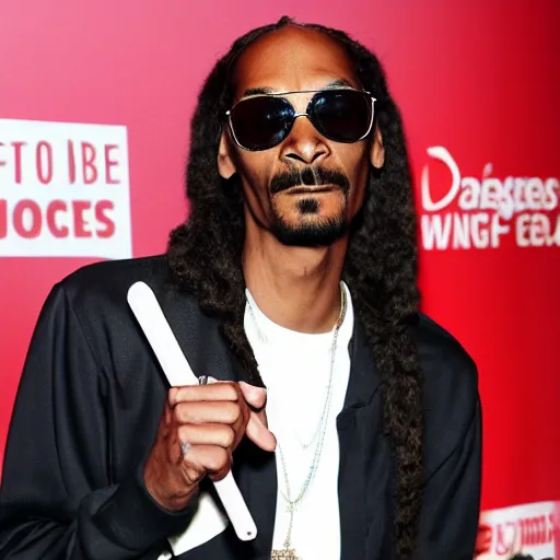 Image similar to Snoop Dog with big eyes eye color red , smiling and holding a joint in his hand