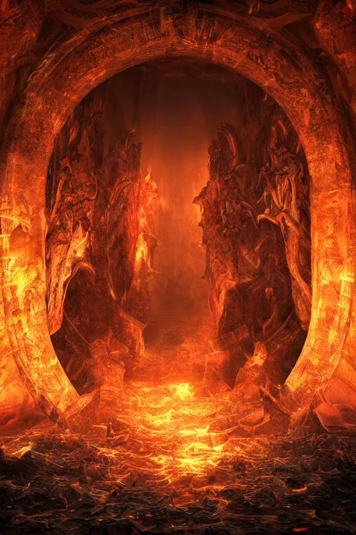 Prompt: The Gates of Hell as seen Through Gods Eyes, Visually Stimulating, Profound, Layered Shadows, Ultra Detail, Ultra Defined, Ultra High Definition, Cinematic Render, Cinematic Lighting