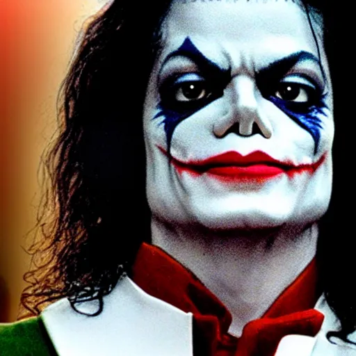 Image similar to stunning awe inspiring michael jackson as the joker, movie still 8 k hdr atmospheric lighting