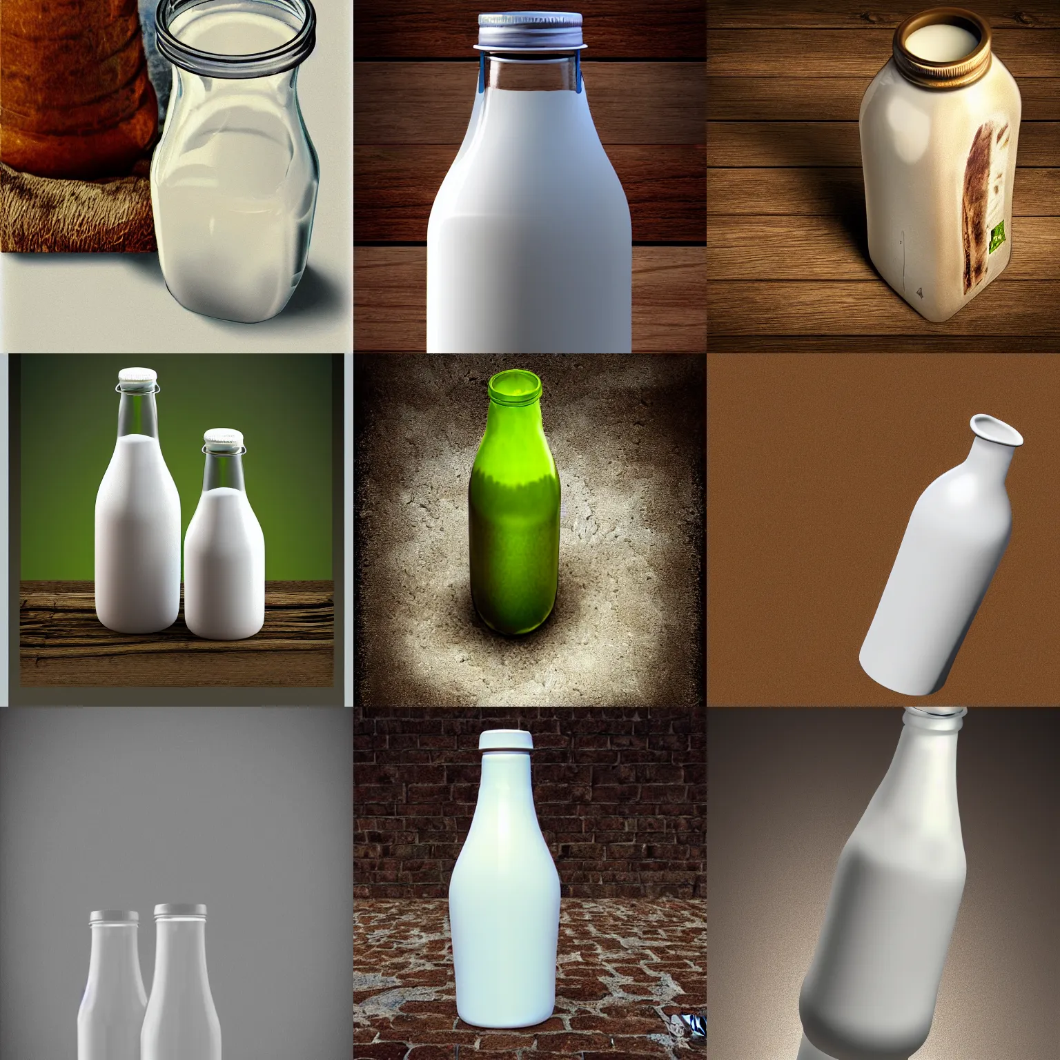 Prompt: advertise photo of a milk bottle, realistic digital art, 8 k, exaggerated detailed