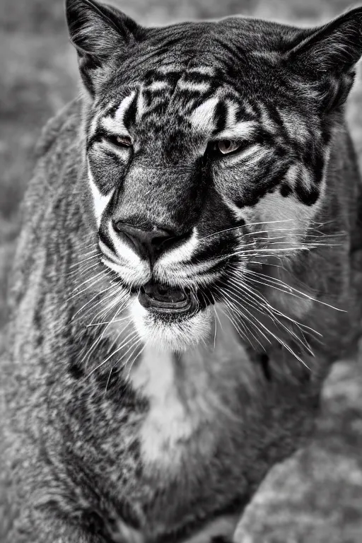 Prompt: portrait of black and white panther, lgbtq, award winning portrait