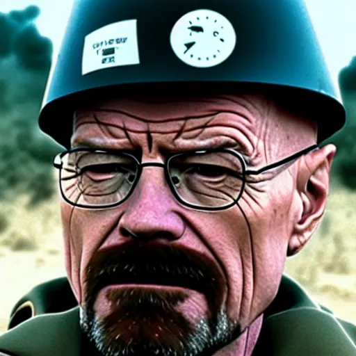 Image similar to walter white in the vietnam war, 4 k, hyper realistic