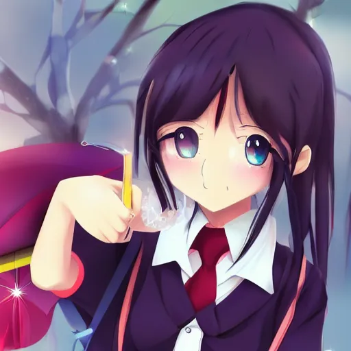 Prompt: a schoolgirl, anime artwork at Pixiv