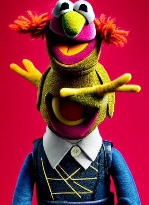 Image similar to studio portrait still of muppet!!!!! bucky barnes the winter soldier!!!!!! as a muppet muppet as a muppet, 8 k, studio lighting, key light,