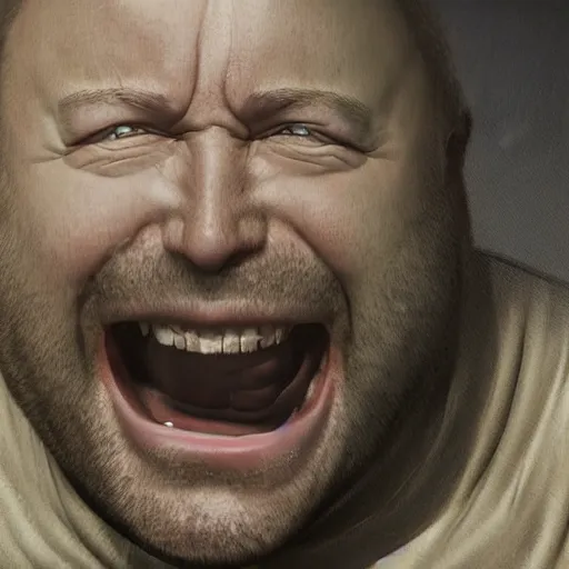 Image similar to hyperrealistic mixed media image of alex jones from info wars screaming in a public park, stunning 3 d render inspired art by istvan sandorfi and greg rutkowski, perfect facial symmetry, realistic, highly detailed attributes and atmosphere, dim volumetric cinematic lighting, 8 k octane extremely hyper - detailed render, post - processing, masterpiece,