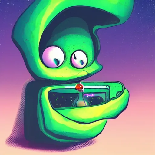 Image similar to Funny looking cute alien smoking weed, digital art, featured on artstation, fine details