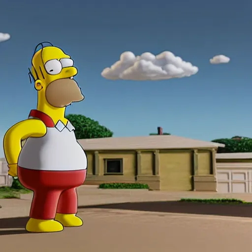 Image similar to Homer Simpson clay model reacts to receiving cryptocurrency, 3d, unreal engine 5