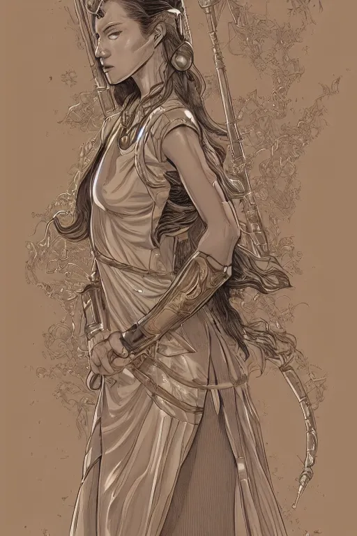 Image similar to ethereal gold and silver tones, jedi warrior princess, full body, style of moebius, james jean, mcbess!!!!!, cinematic, highly detailed, award winning, 8 k photorealistic