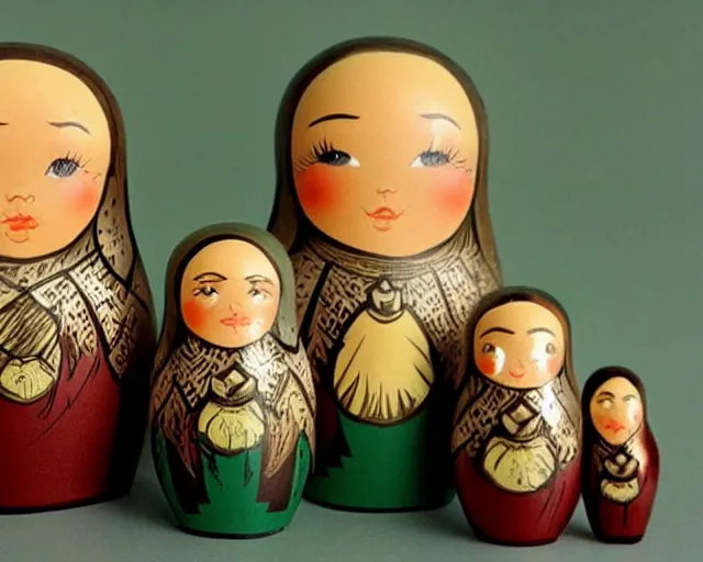 Prompt: lord of the rings Russian nesting dolls