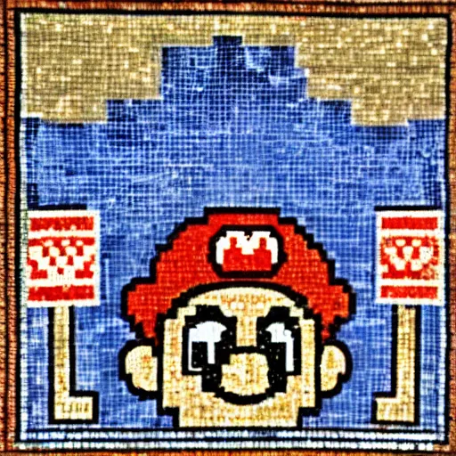 Image similar to a roman mosaic of super mario bros 2