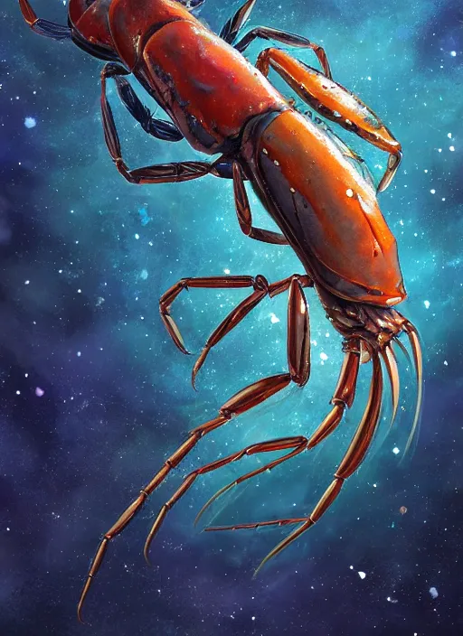 Image similar to galactic overlord crustacean floating through infinite space in the style of greg rutkowski 8k