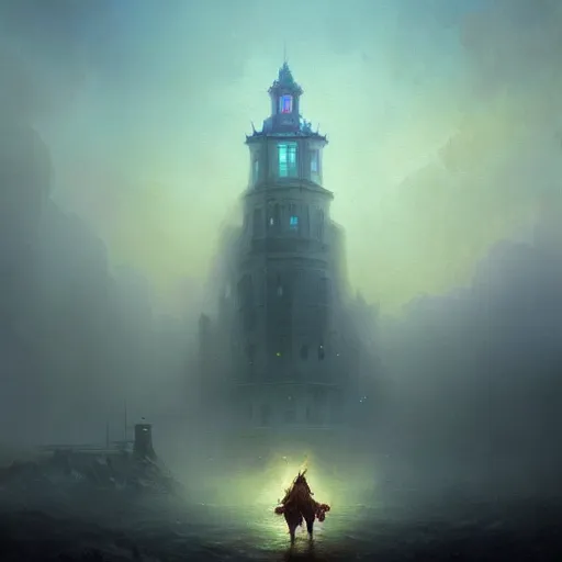 Image similar to a beautiful painting of a dark souls buildings by ivan aivazovsky and rhads and greg rutkowski and james gurney, in style of digital art, large crystal pillar, magic, mystic, hyper detailed, sharp focus, soft light. octane render. ray tracing. trending on artstation