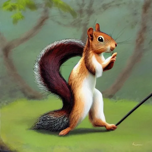 Prompt: a samurai squirrel, by kazuo oga