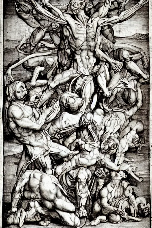 Prompt: demon anatomy, da vinci anatomy, renaissance style