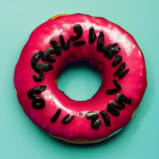 Image similar to Perfectly circular donut!!!!! in the shape of a raspberry!!!!!!, trending on artstation, 4k, 8k, professional photography, overhead shot, 35mm lens