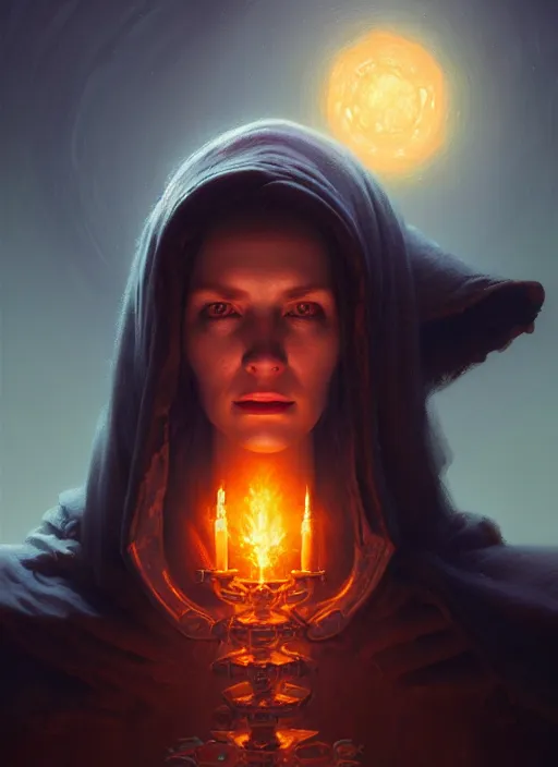 Prompt: closeup realistic portrait of a female necromancer, backlit, oil painting, concept art, filip hodas, john howe, mike winkelmann, jessica rossier, andreas rocha, bruce pennington, albert bierstadt, peter mohrbacher, donato giancola, joseph christian leyendecker, wlop, boris vallejo