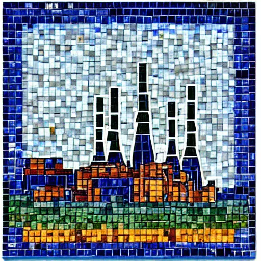 Image similar to grangemouth oil refinery in small mosaic tiles by erin hanson