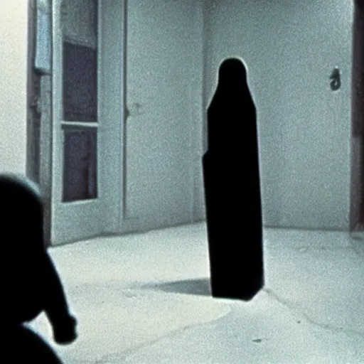 Image similar to Possession (1981) movie by Andrzej Żuławski, movie still, robot head and man head looking aside, dop