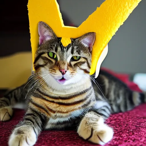 Image similar to tabby cat wearing the nacho sombrero from the despicable me