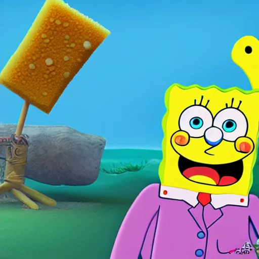 Image similar to sponge bob as human in real life highly detailed, intricate, sharp focus, digital art, 8 k