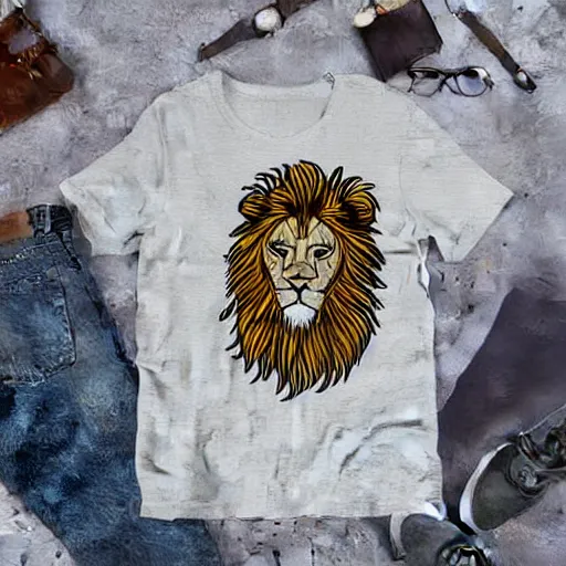 Prompt: lion line art, graphic tees