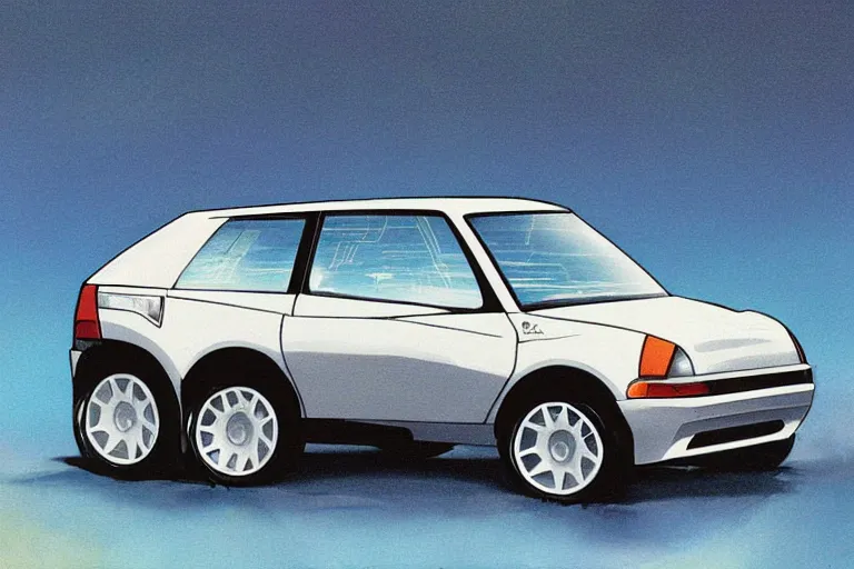 Prompt: 2 0 0 1 space odyssy concept painting of a honda e