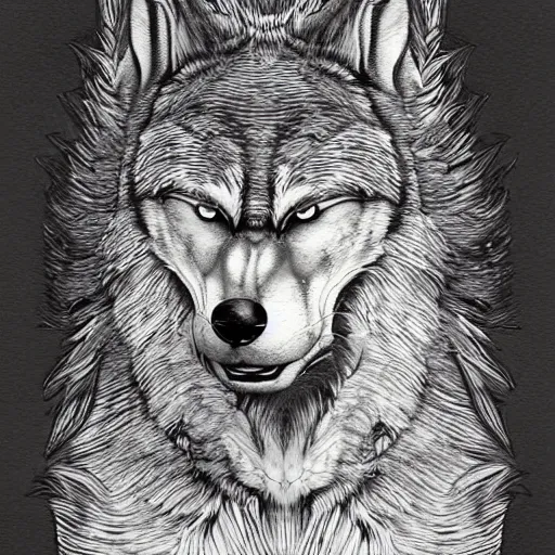 Image similar to pen line werewolf highly detailed crisp illustration art by ron spencer