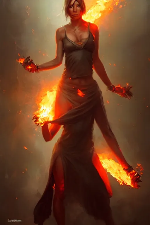 Image similar to character art by bastien lecouffe - deharme, radio host alex jones, on fire, fire powers