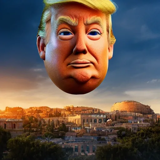 Prompt: Pixar movie about an Donald Trump invasion of Ancient Athens, UFOs, portrait, intricate, 8k highly professionally detailed, HDR, CGsociety