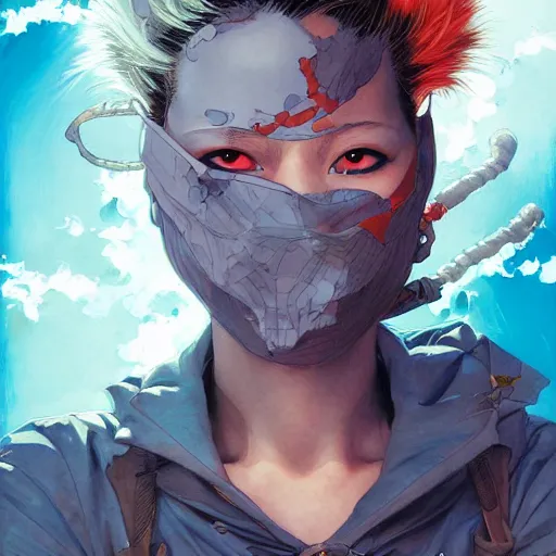 Image similar to prompt : stealthy rogue adventure character portrait soft light painted by james jean and katsuhiro otomo and erik jones, inspired by akira anime, smooth face feature, intricate oil painting, high detail illustration, sharp high detail, manga and anime 1 9 9 9