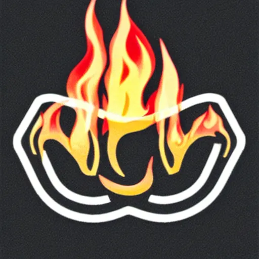 Image similar to a diamond enamel pin depicting a minimalistic clean illustration fire flames warning label, smooth curves