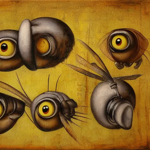 Prompt: Minions oil painting by Leonardo Da Vinci, detailed