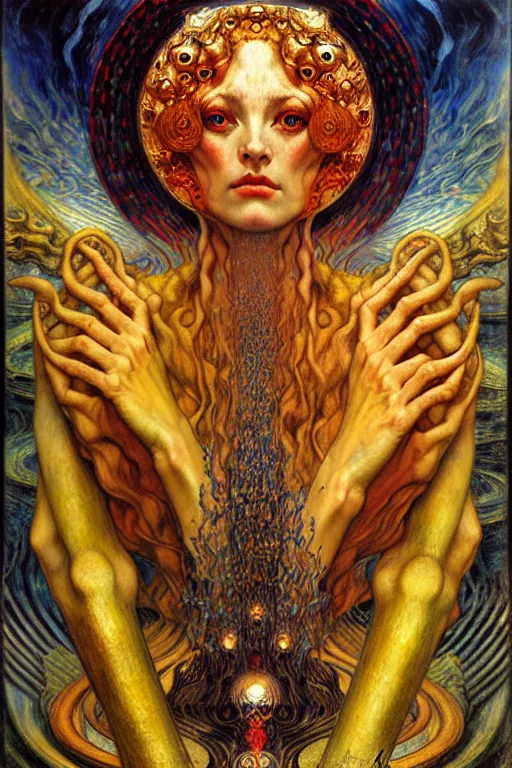 Image similar to Divine Chaos Engine by Karol Bak, Jean Delville, William Blake, Gustav Klimt, and Vincent Van Gogh, symbolist, visionary