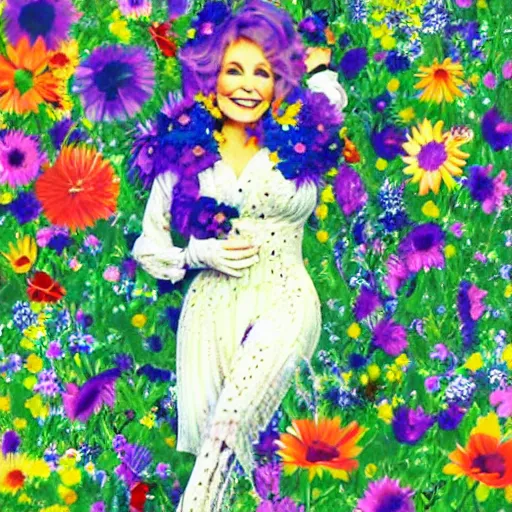 Image similar to flower child, Dolly Parton