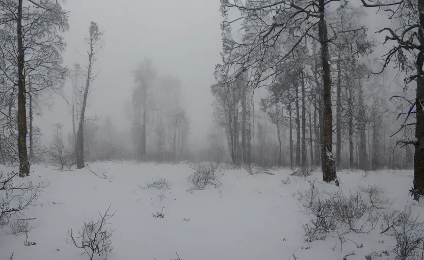 Prompt: a bleak empty winter northern wilderness
