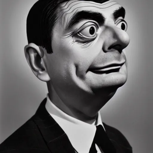 Prompt: a surreal photo of mr bean by man ray