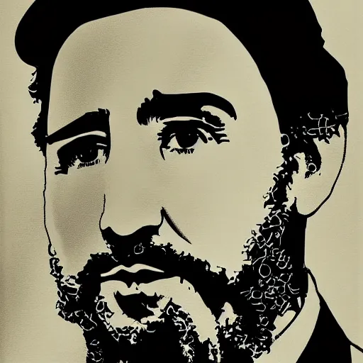 Image similar to portrait of a justin trudeau dreesed as fidel castro, photography, sepia, realism, realistic
