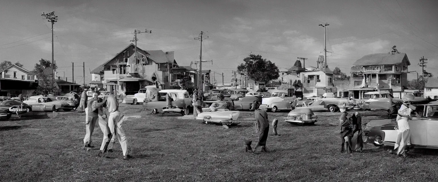 Image similar to detailed sharp photograph in the style of popular science circa 1 9 5 5 and gregory crewdson of little league baseball game