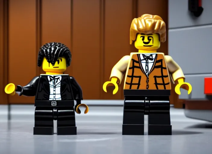 Prompt: film still of the new lego pulp fiction movie, 4 k