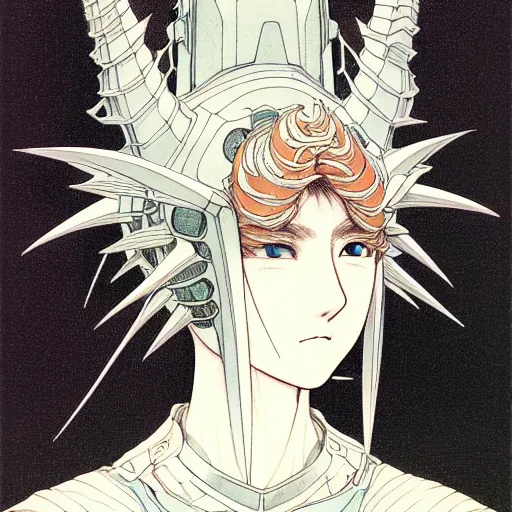 Prompt: prompt: human Fragile looking character portrait face drawn by Takato Yamamoto, modernistic looking armor with wild hairstyle, inspired by Evangeleon and Gundam anime, 3d render 8k, intricate detail, intricate ink and gouache painting detail, manga and anime 1990 high detail, manga 1990