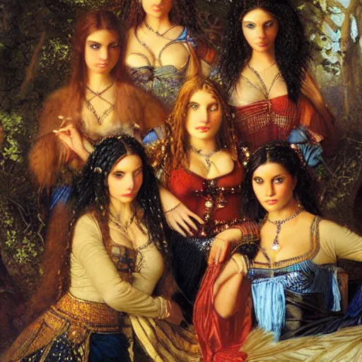 Image similar to portrait of a female gang, by howard david johnson.