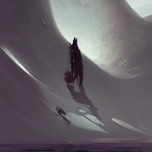 Image similar to gigantic creature on surface of venus, sparth style, fantasy. detailed. sharp focus. trending on artstation. artist greg rutkowski