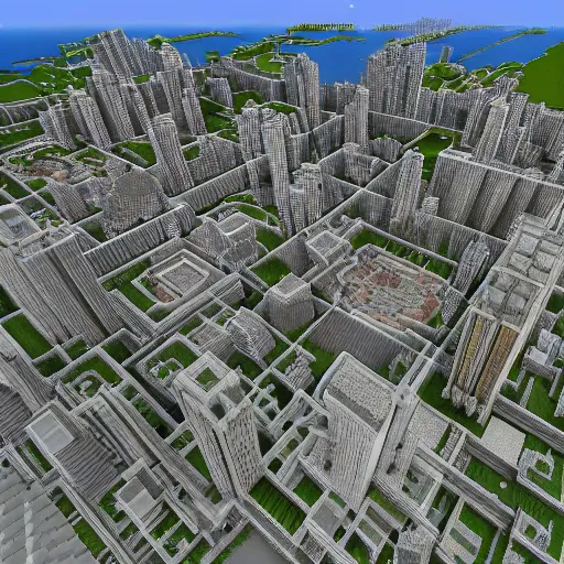 Image similar to perspective city outlook , hyperrealism, no blur, 4k resolution, ultra detailed, style of Minecraft