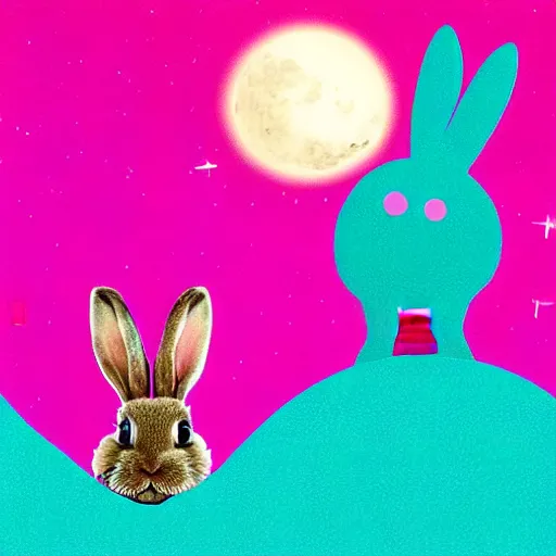 Prompt: a martian landscape with a purple photorealistic bunny wearing pink socks and holding a cocktail