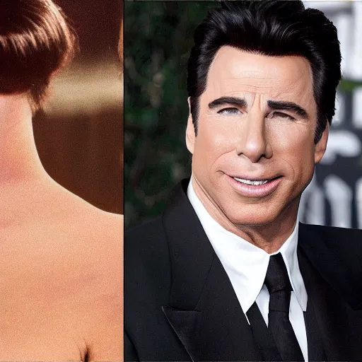 Prompt: john travolta with an extremely long neck